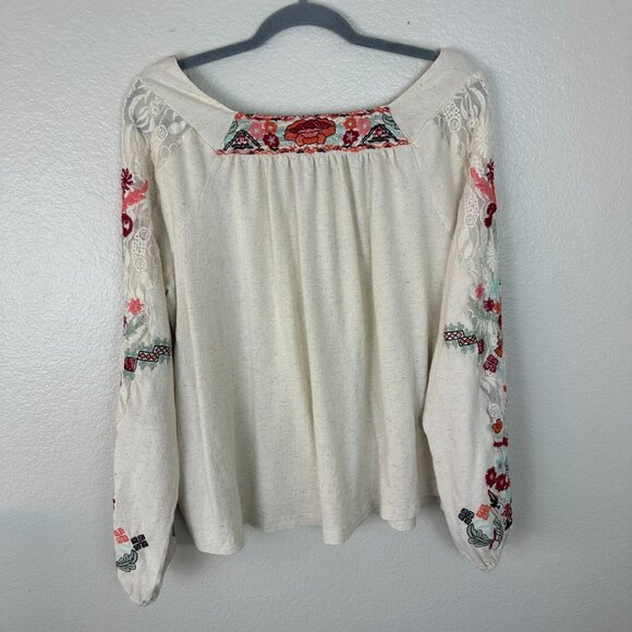 Soft Surroundings Mariella Floral Embroidered Linen Blend Boho Tunic Top XL - Picture 12 of 14